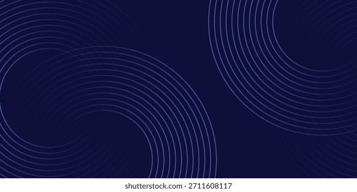 Abstract blue glowing geometric lines on dark blue background. Modern shiny blue circle lines pattern. Futuristic technology concept. Suit for cover, poster, banner, brochure, header, website