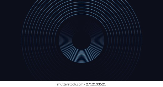 Líneas geométricas brillantes azules Abstractas sobre fondo azul oscuro. Moderno patrón de líneas de círculo azul brillante. Concepto de tecnología futurista. Traje para la cubierta, cartel,