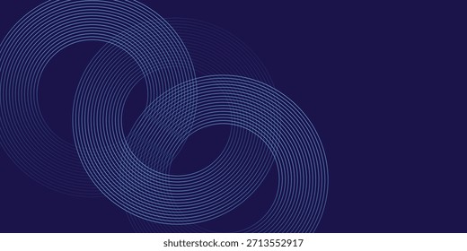 Líneas geométricas brillantes azules Abstractas sobre fondo azul oscuro. Moderno patrón de líneas de círculo azul brillante. Concepto de tecnología futurista. Traje para la cubierta, cartel, Anuncio, folleto, cabecera, Sitio web