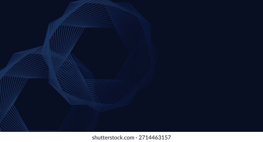 Abstract blue glowing geometric lines on dark blue background. Modern shiny blue circle lines pattern. Futuristic technology concept. Suit for cover, poster,