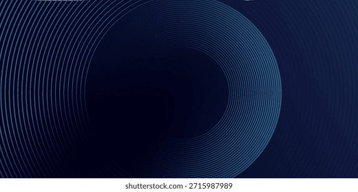Líneas geométricas brillantes azules Abstractas sobre fondo azul oscuro. Moderno patrón de líneas de círculo azul brillante. Concepto de tecnología futurista. Traje para la cubierta, cartel,