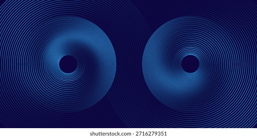 Líneas geométricas brillantes azules Abstractas sobre fondo azul oscuro. Moderno patrón de líneas de círculo azul brillante. Concepto de tecnología futurista. Traje para la cubierta, cartel, Anuncio, folleto, cabecera, Sitio web