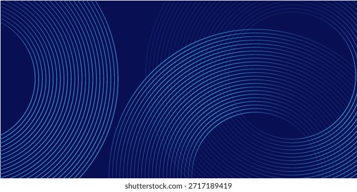 Líneas geométricas brillantes azules Abstractas sobre fondo azul oscuro. Moderno patrón de líneas de círculo azul brillante. Concepto de tecnología futurista. Traje para la cubierta, cartel, Anuncio, folleto, cabecera, Sitio web