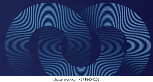 Líneas geométricas brillantes azules Abstractas sobre fondo azul oscuro. Moderno patrón de líneas de círculo azul brillante. Concepto de tecnología futurista. Traje para la cubierta, cartel, Anuncio eps 10.