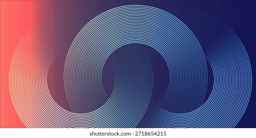 Líneas geométricas brillantes azules Abstractas sobre fondo azul oscuro. Moderno patrón de líneas de círculo azul brillante. Concepto de tecnología futurista. Traje para la cubierta, cartel, Anuncio eps 10.