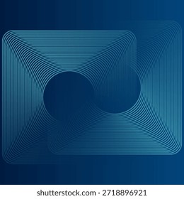 Líneas geométricas brillantes azules Abstractas sobre fondo oscuro. Modelo azul brillante moderno de las líneas cuadradas redondeadas. Concepto de tecnología futurista. Traje para el cartel, cubierta, Anuncio, presentación, Sitio web, volante
