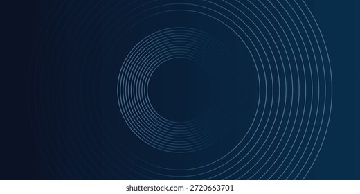 Líneas geométricas brillantes azules Abstractas sobre fondo azul oscuro. Moderno patrón de líneas de círculo azul brillante. Concepto de tecnología futurista. Traje para la cubierta, cartel, Anuncio, cabecera, Sitio web, arte