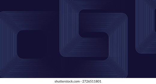 Líneas geométricas brillantes azules Abstractas sobre fondo oscuro. Modelo azul brillante moderno de las líneas cuadradas redondeadas. Concepto de tecnología futurista. Traje para el cartel, cubierta, Anuncio, presentación, Sitio web, volante