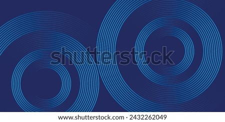Abstract blue glowing geometric lines on dark blue background. Modern shiny blue circle lines pattern. Futuristic technology concept.