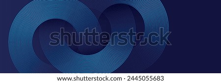 Abstract blue glowing geometric lines on dark blue background. Modern shiny blue circle lines pattern. Futuristic technology concept. Suit for cover, poster, banner eps 10.