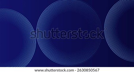 Abstract blue glowing geometric lines on dark blue background. Modern shiny blue circle lines pattern. 