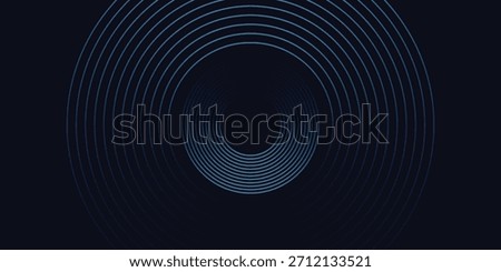 Abstract blue glowing geometric lines on dark blue background. Modern shiny blue circle lines pattern. Futuristic technology concept. Suit for cover, poster,