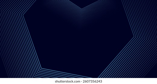 Abstract blue glowing hexagon lines on dark blue background. Modern shiny blue hexagon lines pattern technology. modern concept vector eps10