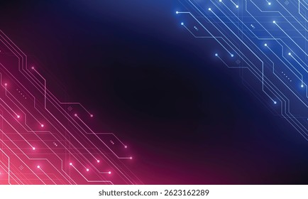 Abstract blue glowing line technology circuit board background design. Communication dot and line speed internet concept. Vector illustration