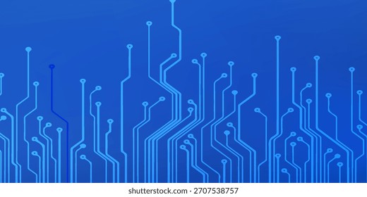 Abstrakte blaue leuchtende Linie Technologie Platine Hintergrund Design. Internet-Konzept für Punkt- und Leitungsgeschwindigkeit. Vektorgrafik eps10