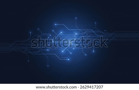 Abstract blue glowing line technology circuit board background design. Communication dot and line speed internet concept. Vector illustration