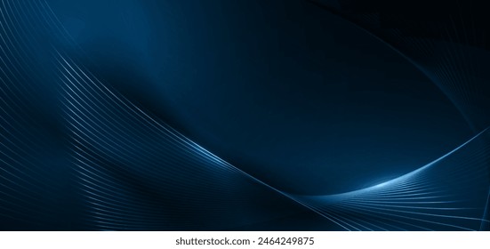 Abstract blue glowing lines curved overlapping on green background. Template premium award design. Vector illustration