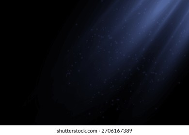 Abstract blue glowing rays of light on black background. Beautiful bright beams, energy lines, and shining illumination. Futuristic glowing effect, vector illustration.