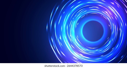 Abstract blue glowing spiral vortex on a dark background