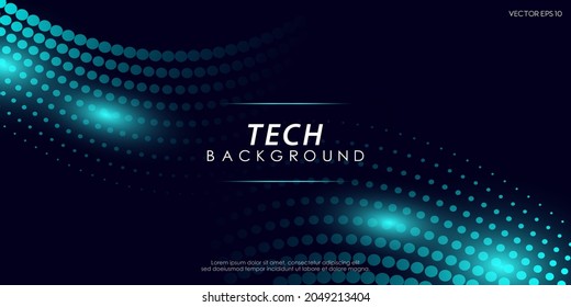 Abstract blue glowing technology background with halftone effect.