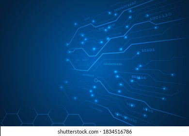 abstract blue glowing trail and circuit lines technology digital background