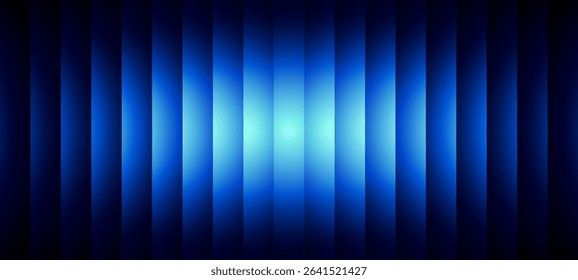 Abstract blue glowing vertical bar pattern background. Modern digital dynamic light stream effect for technology concept. Vector graphics.