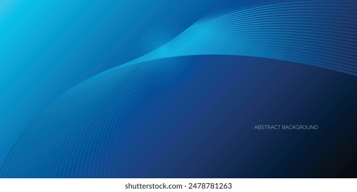 Abstract blue glowing wave on dark background. Modern shiny flowing wave lines design element. Futuristic technology concept.