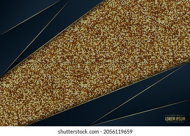 Abstract blue and gold background luxury with golden glittering. Vector illustration.Eps10
