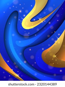 Abstrakter Hintergrund, blau-goldener Hintergrund mit magischem Bokeh-Glittereffekt