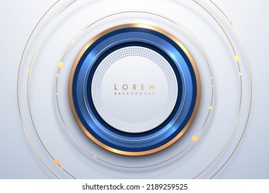 Abstract blue and gold circle template background Arkivvektor