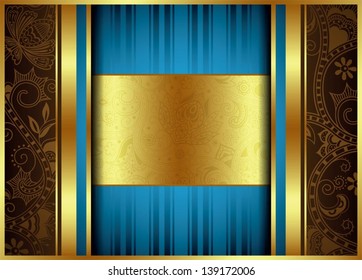 Abstract Blue and Gold Floral Background