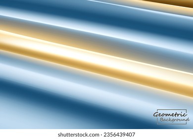 Abstract blue and gold geometric background. Dynamic shapes composition. Vector illustration.