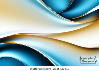 Abstract blue and gold geometric background. Dynamic shapes composition. Vector illustration.