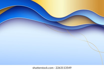 fondo de capas de solapamiento de capas de gradiente de color dorado azul abstracto. vector eps10