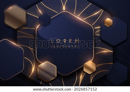 Abstract blue and gold hexagonal shapes background