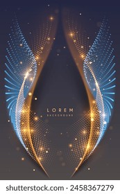 Abstract blue and gold light effect with dots and sparks