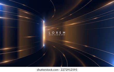 Abstract blue and gold light lines background