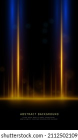 Abstract blue and gold light rays effect background. vector illustration