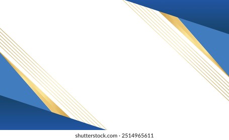 Fundo abstrato azul e dourado da bandeira da onda de negócios da linha.