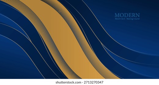 Abstract blue gold line dynamic luxury curve smooth design modern premium elegant background. simple design