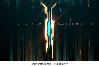 Abstract blue and gold lines background with geometric element