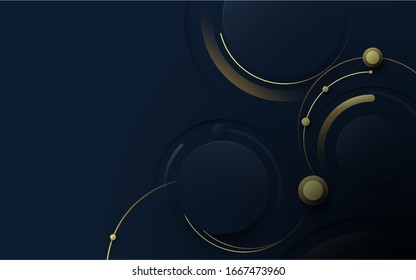 Abstract blue and gold luxury geometric with hi-tech futuristic concept background