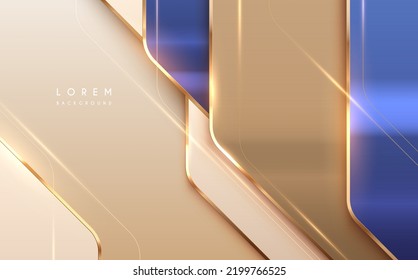 Abstract blue and gold luxury layers background