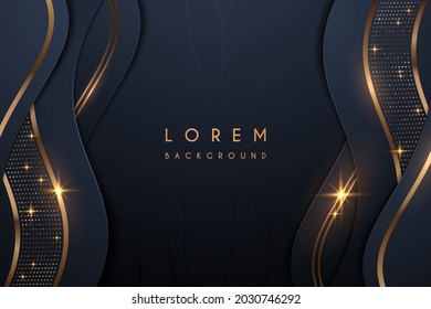 Abstract Blue And Gold Luxury Shapes Background