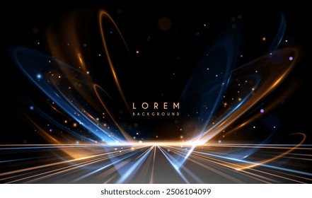 Abstract blue and gold motion light effect