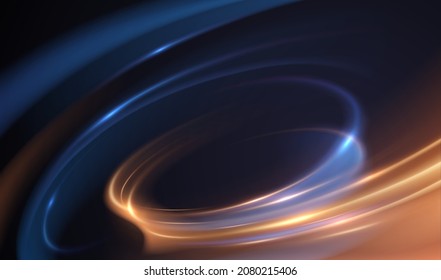 Abstract blue and gold motion lines effect background
