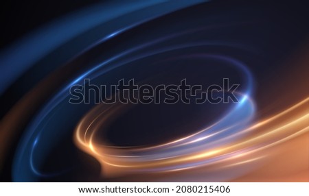 Abstract blue and gold motion lines effect background