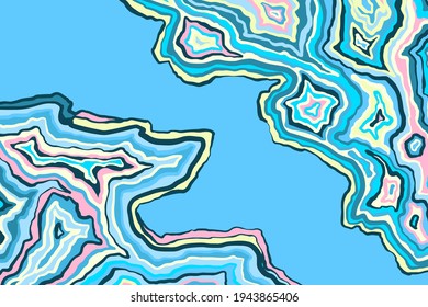 Abstract blue and gold pattern. Agate slice ripple texture imitation. Vector illustration.