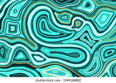 Abstract blue and gold pattern. Agate slice ripple texture imitation. Vector illustration.
