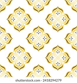 Abstract blue gold seamless luxury background. Flat vector.